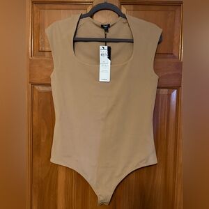 NWT express bodysuit compression nude size L